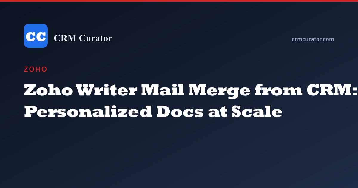 Zoho Writer Mail Merge from CRM: Personalized Docs at Scale — Zoho